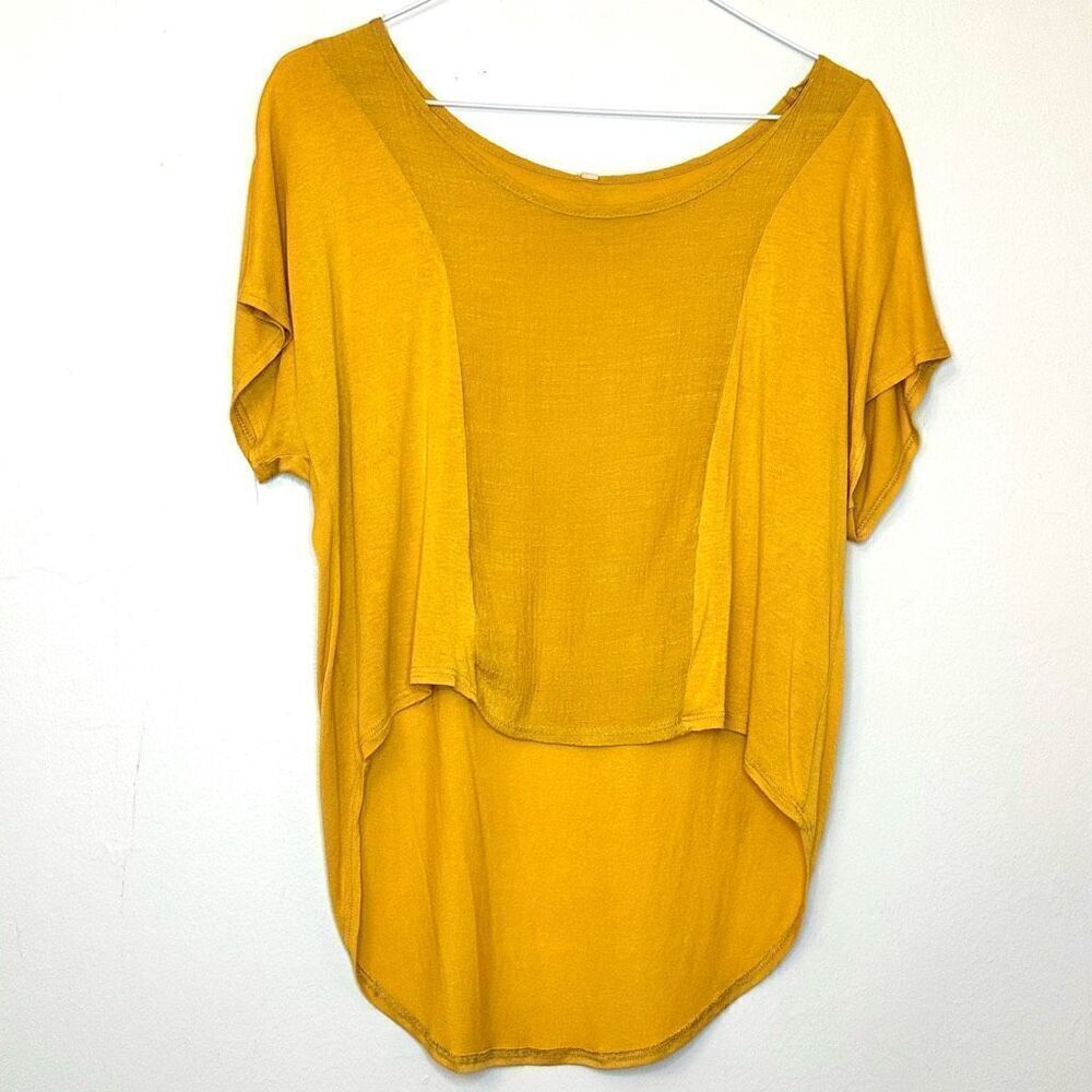 Lovemarks Short Sleeve Citrus Yellow High Low Top Size Small